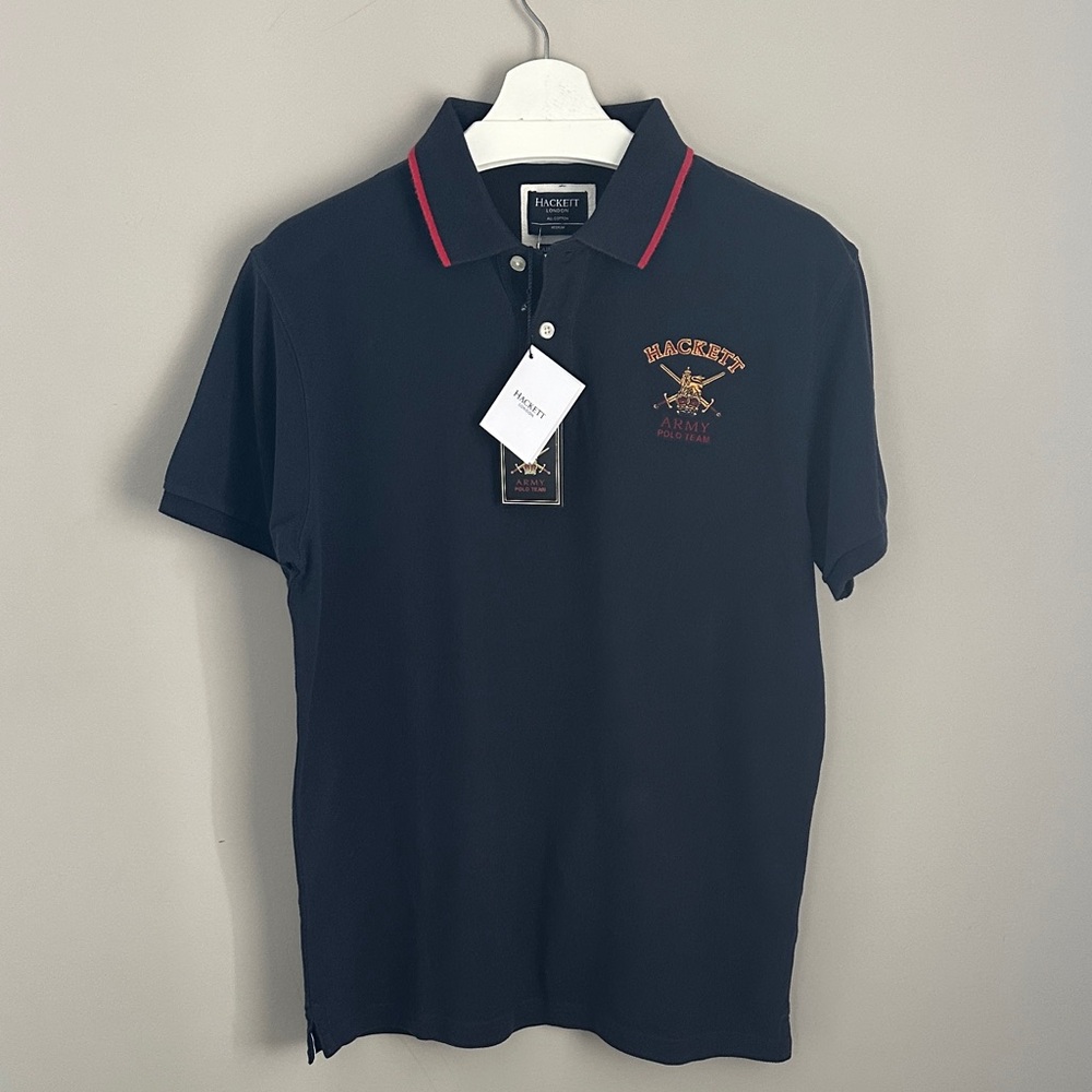 NWT Hackett Navy Polo Shirt with Red Accents